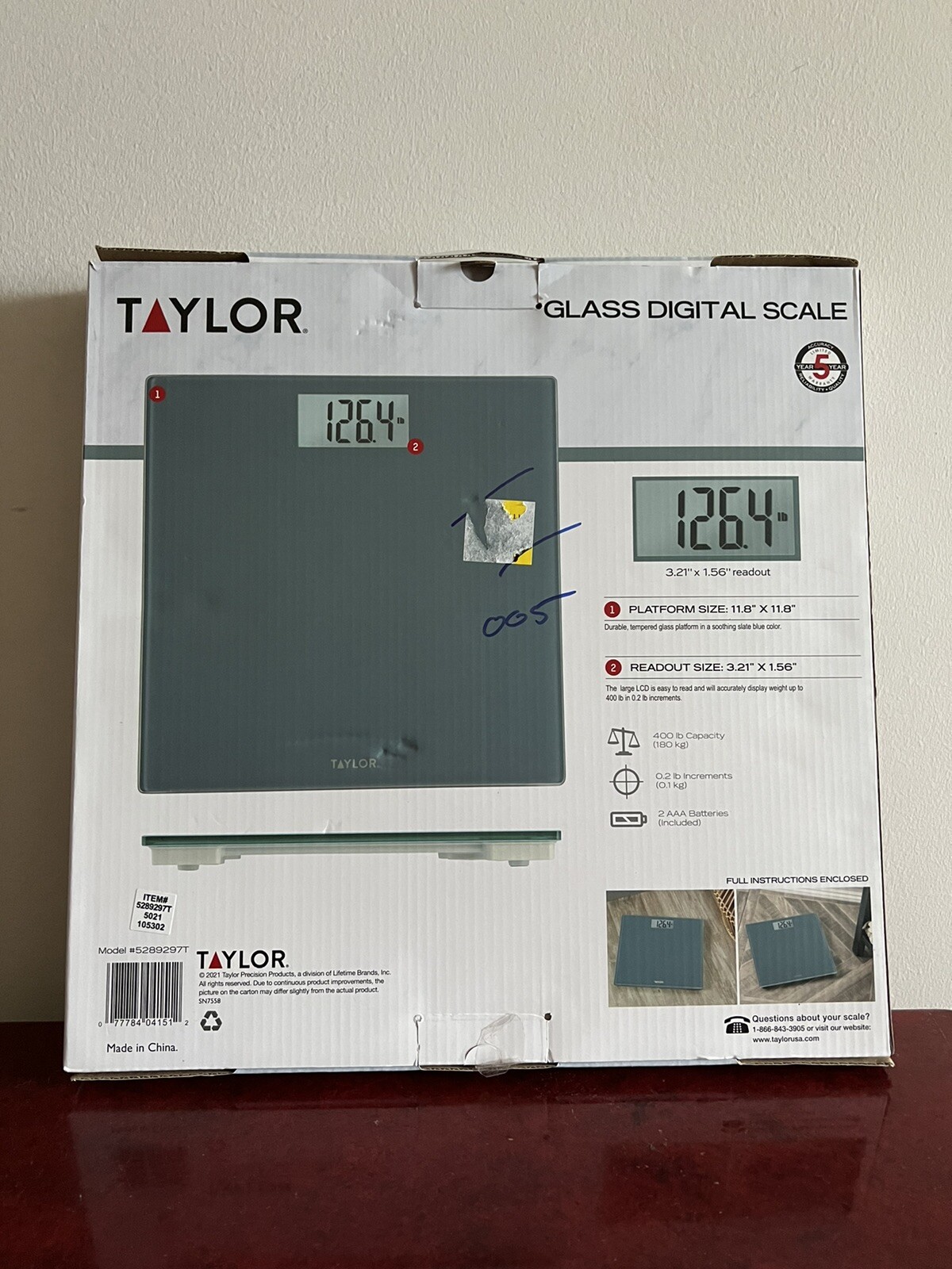 Taylor Tempered Glass Digital ELECTRONIC Scale Instant Read Gray/Blue 5289297T