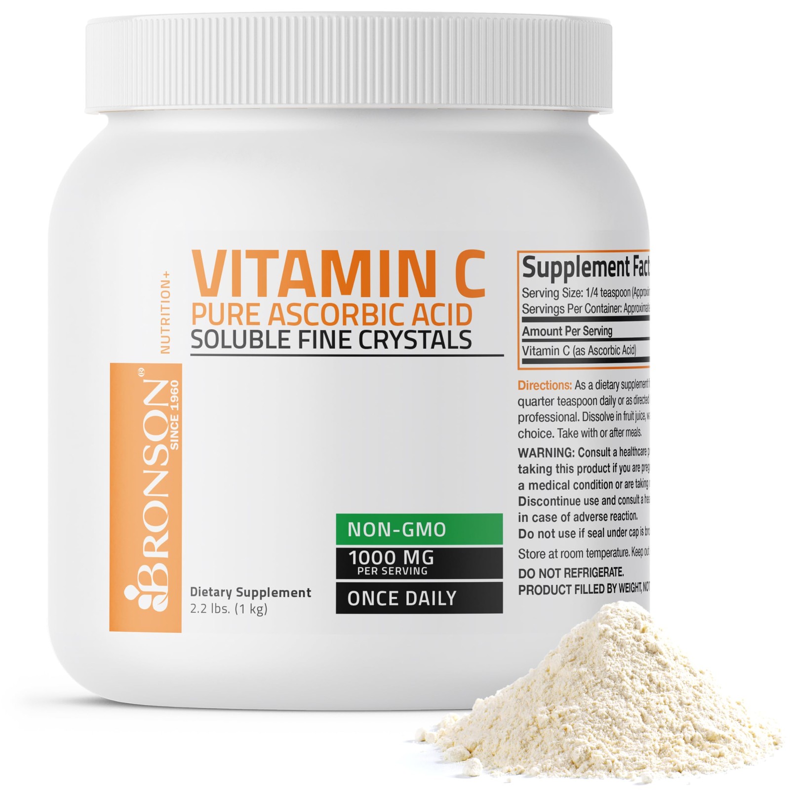 Bronson Vitamin C Powder Pure Ascorbic Acid Soluble 35.3 Ounce (Pack of 1)