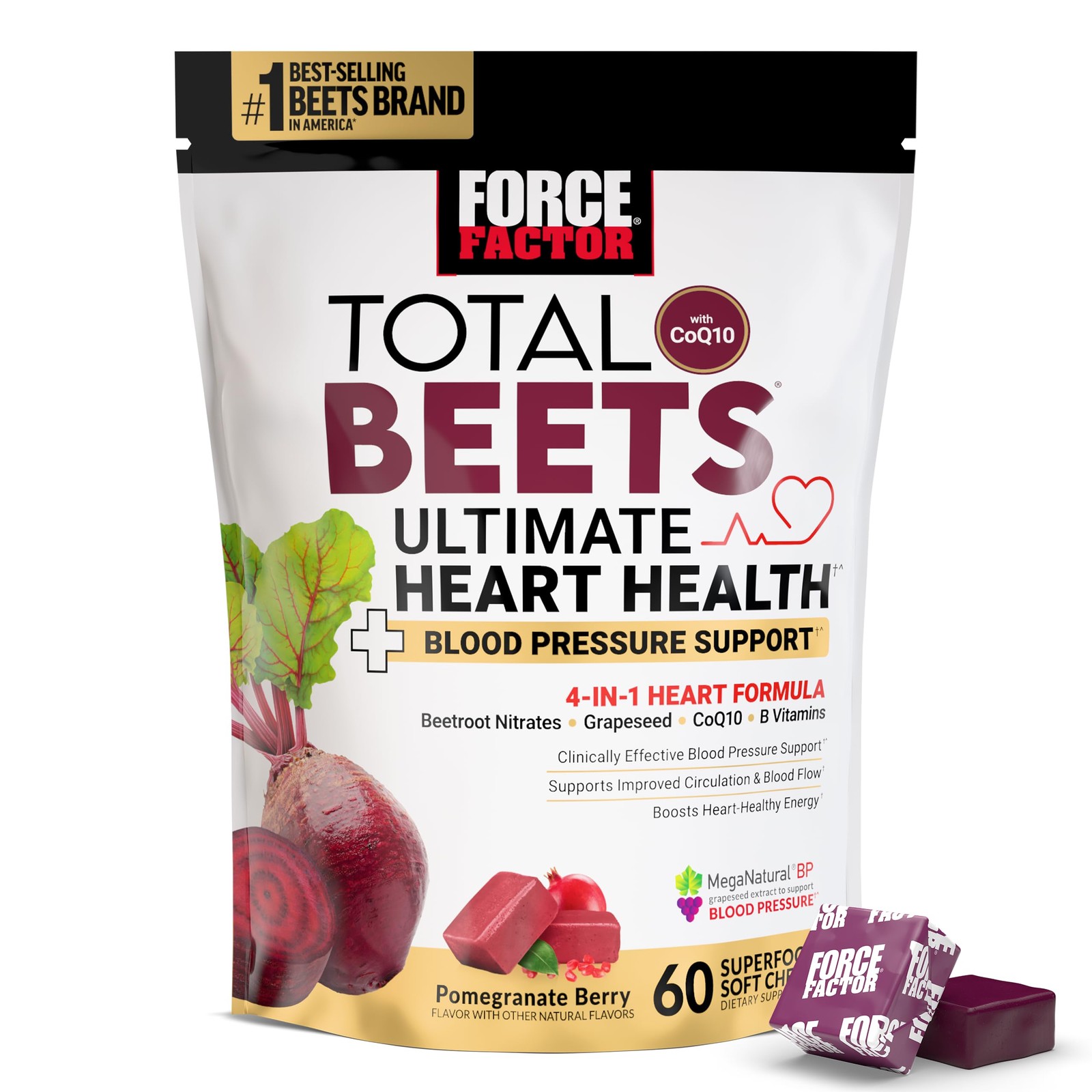 Improved Total Beets Heart Health Soft Chews 4 CoQ10 1 in Blood Pressure Support