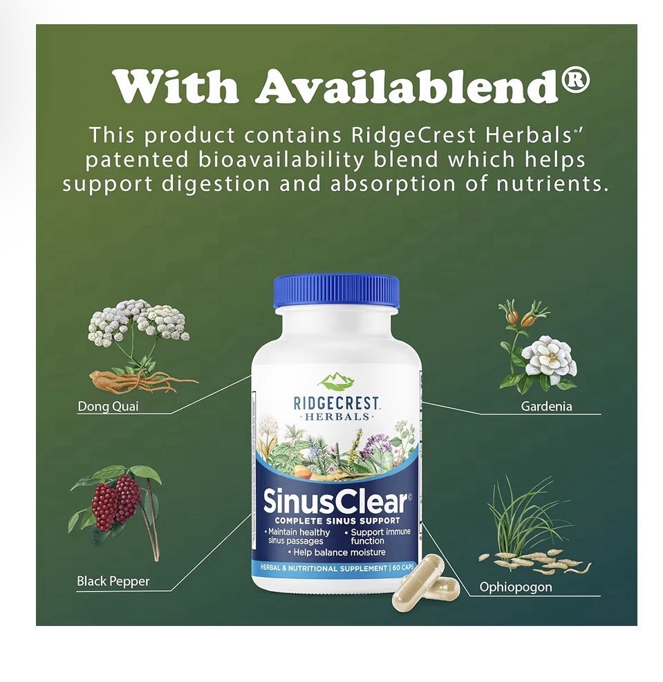 RidgeCrest Herbals SinusClear Respiratory Support Healthy Sinus Passages 60 Caps