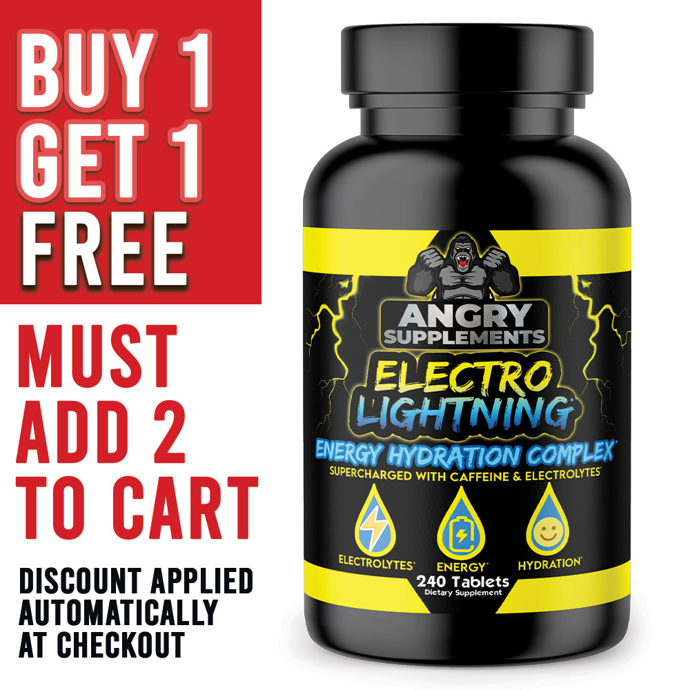 Angry Supplements Electro Caffeine Pills 200mg Energy Hydration 240ct , 120s