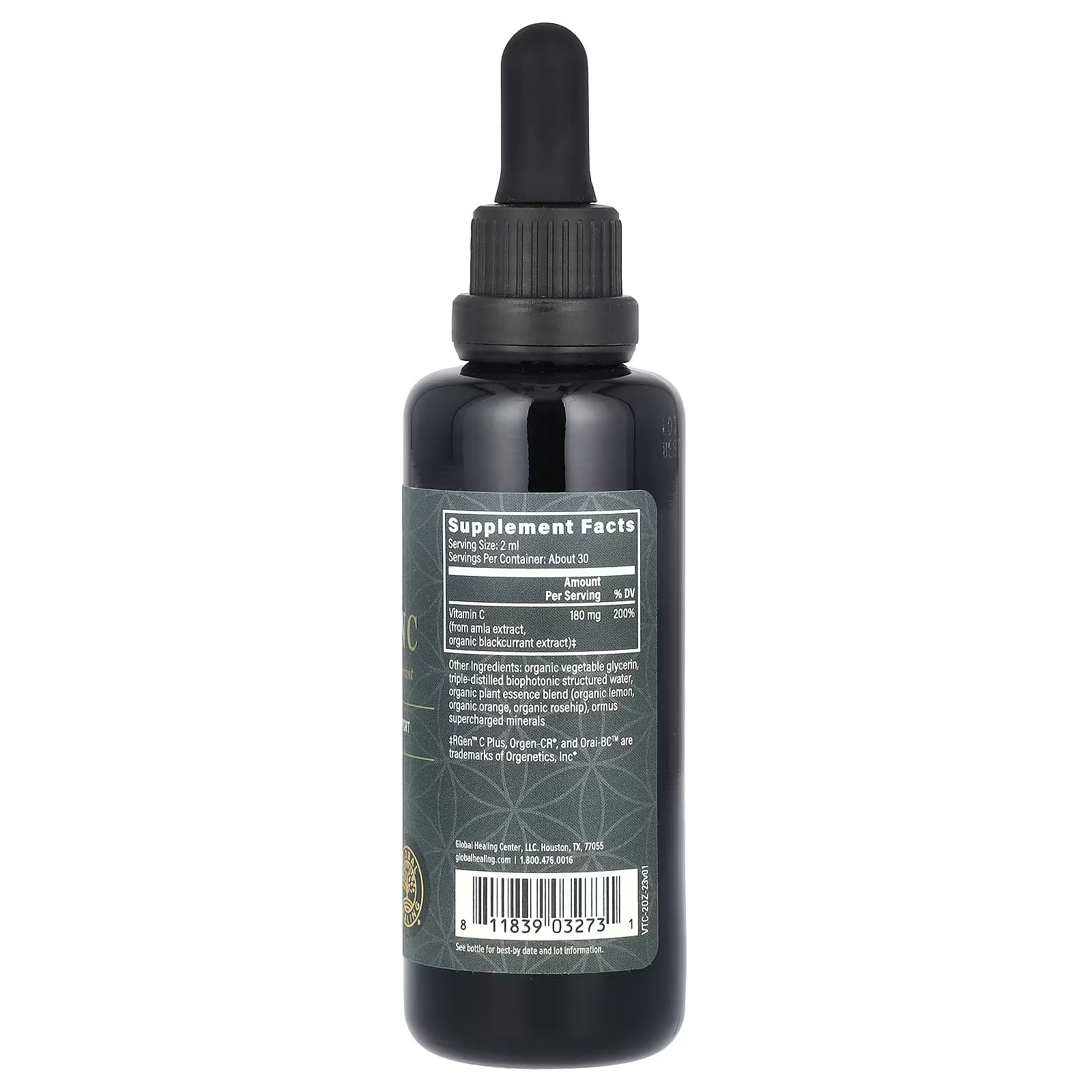 2 X Global Healing, Plant-Based Vitamin C, 180 mg, 2 fl oz (59.2 ml)