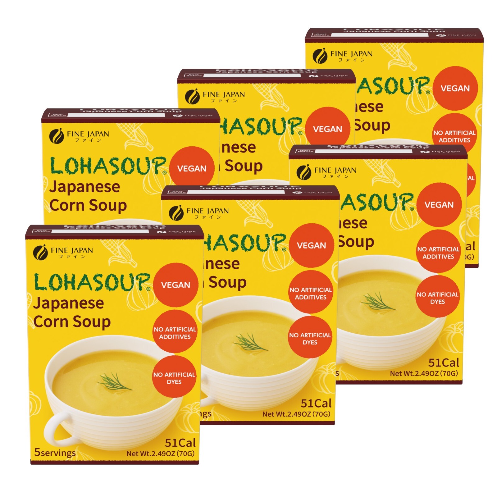 FINE JAPAN Japanese Corn Soup 5serving unscented vegan no food coloring set of6
