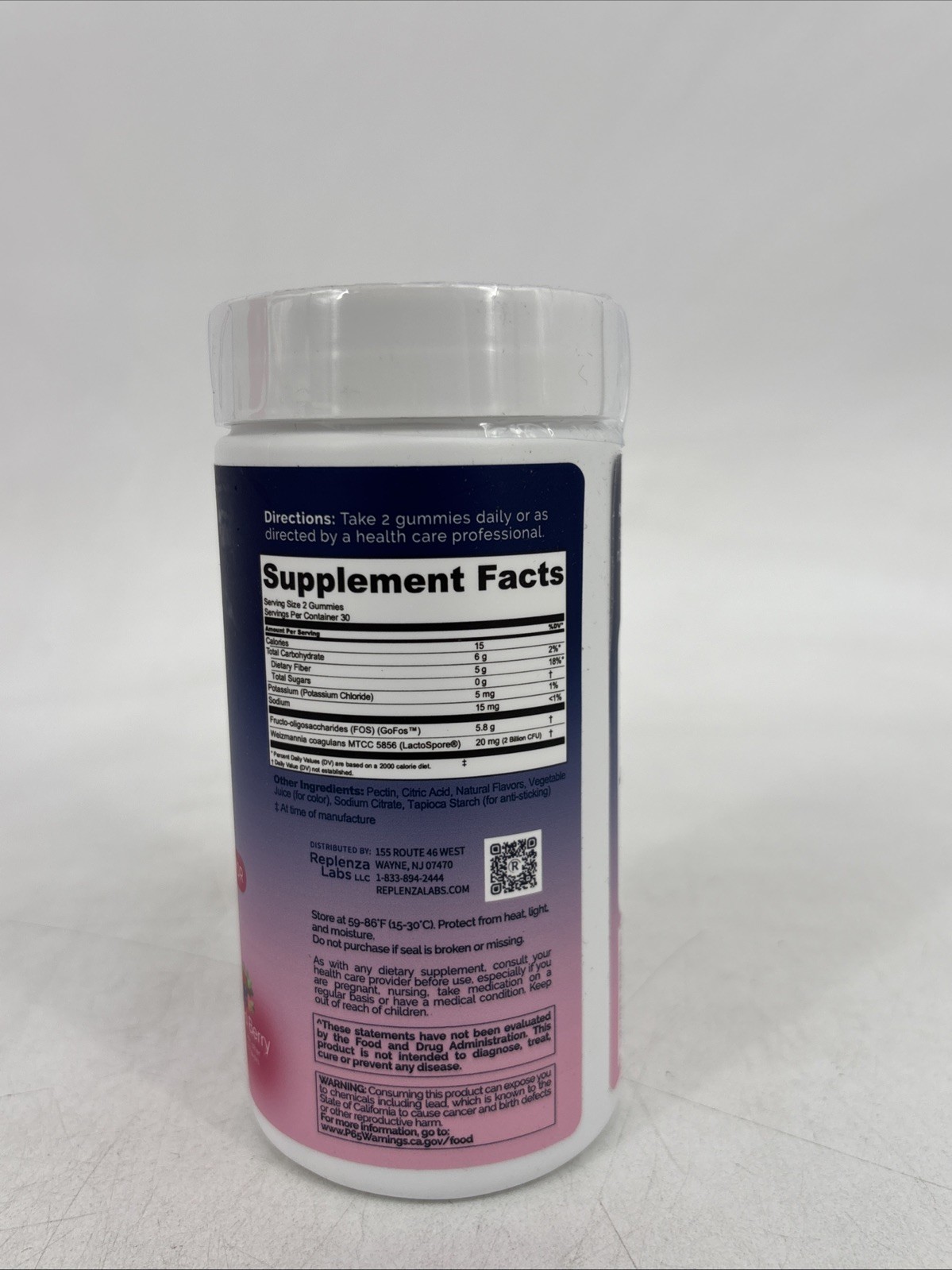 Replenza GLP-1 Support Advance Fiber Gummies Mixed Berry 60 Count EXP 11/2027