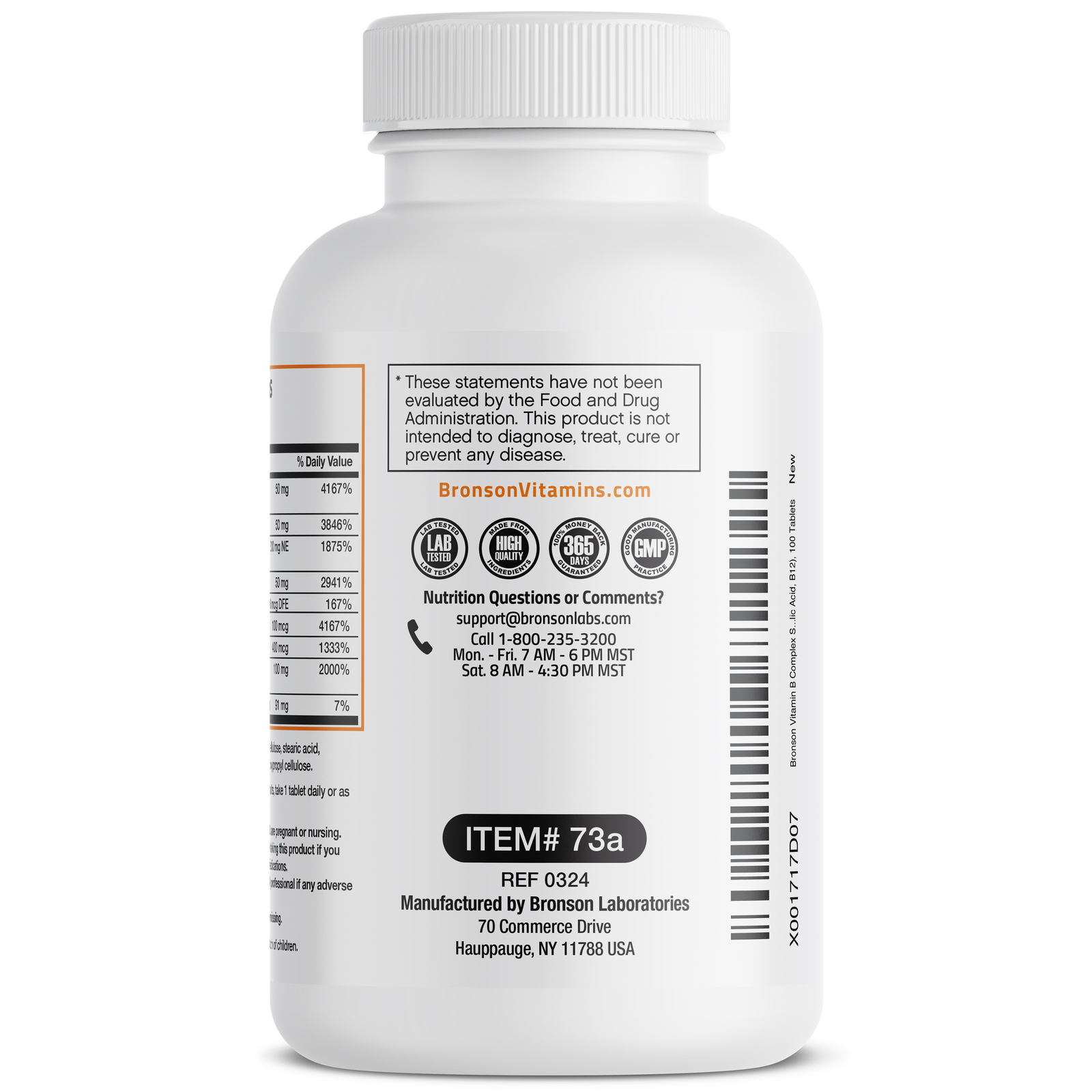 VITAMIN B COMPLEX Sustained Release B1, B2, B3, B6, Folic Acid, B12, 100 Tablets