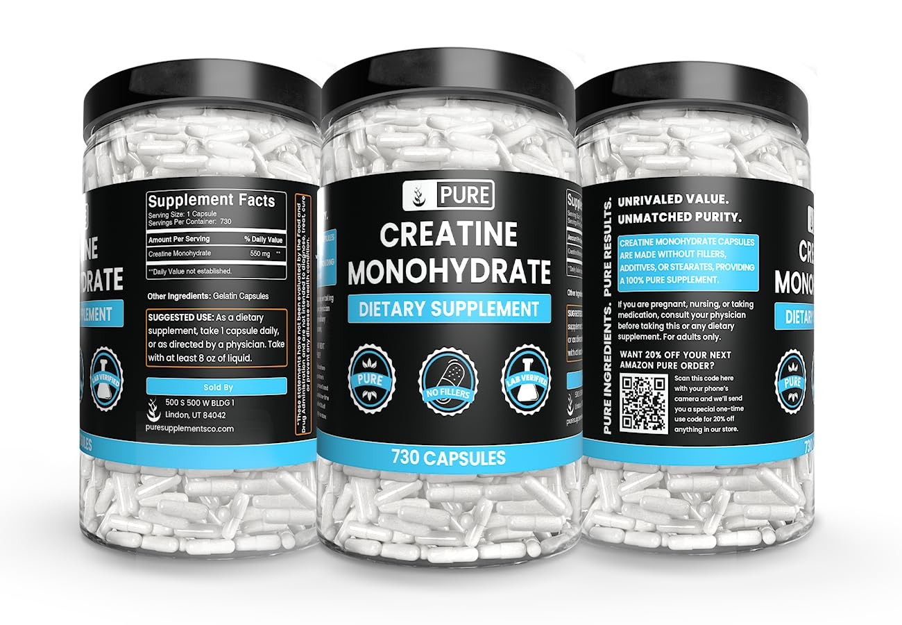 Pure Original Ingredients Creatine Monohydrate 730 Capsules No Magnesium Or R…