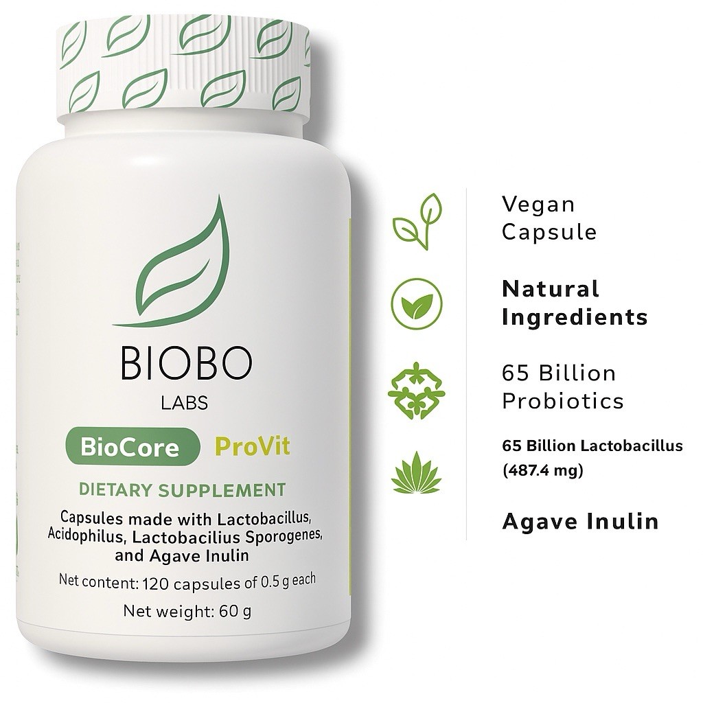 Biobo Labs BioCore ProVit Probiotic Supplement 120 Capsules Lactobacillus