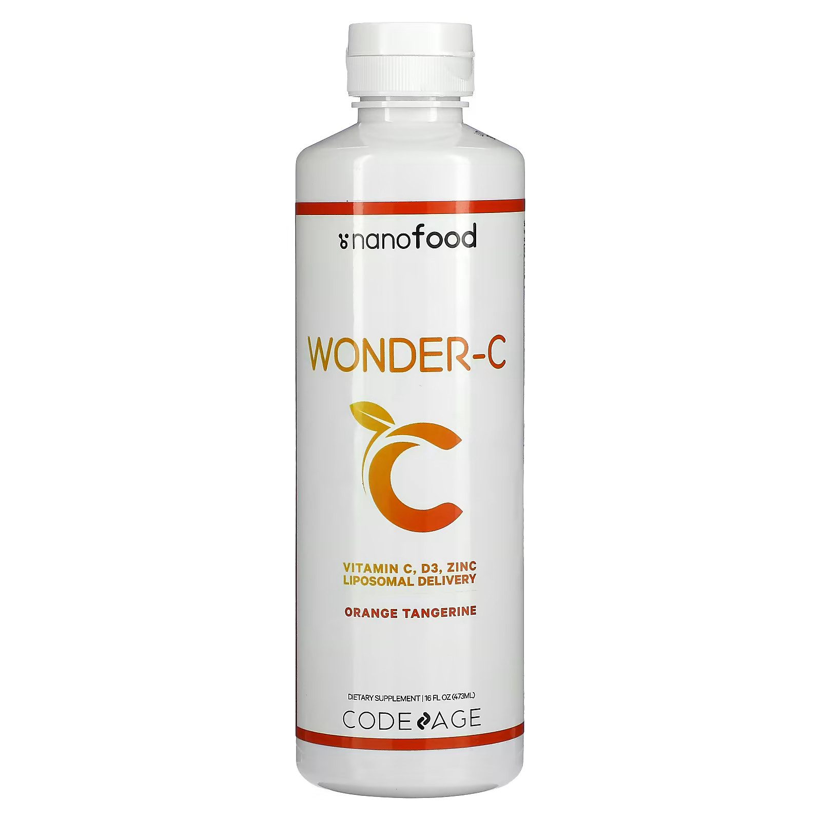 2 X Codeage, Nanofood, Wonder-C, Orange Tangerine, 15.22 fl oz (450 ml)