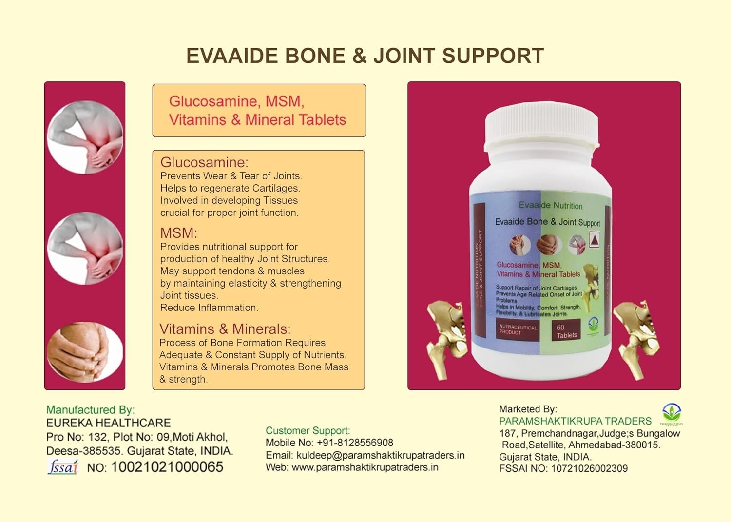 EVA.AIDE Glucosamine Joint Support 180 Tablets Pack 3