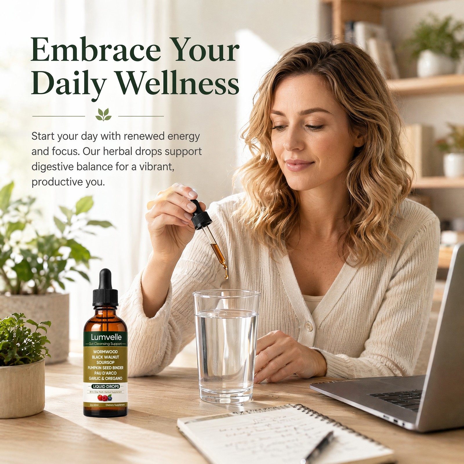 Wild LUMVELLE Harvested Wormwood Herbal Liquid Botanical Supplement Drops