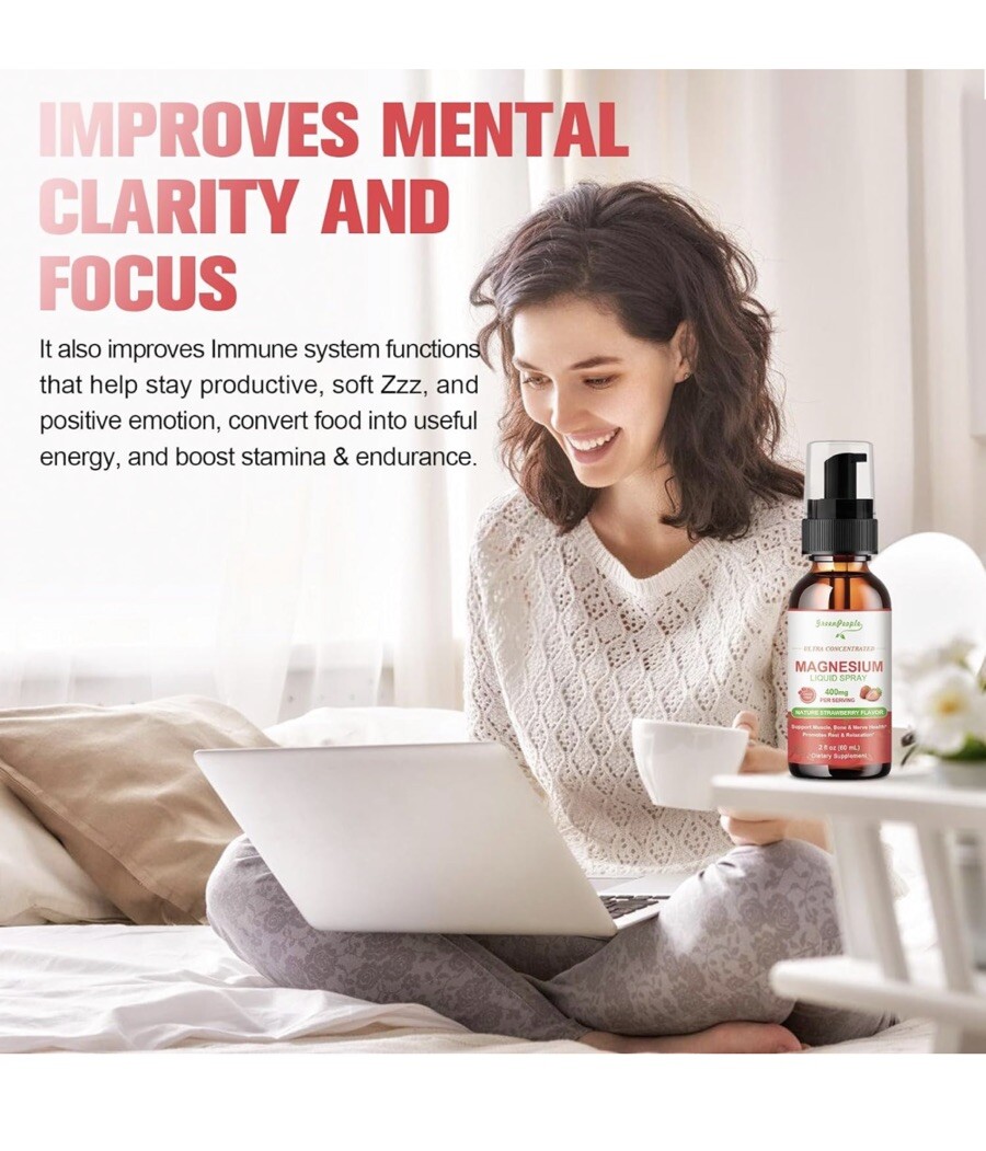 Magnesium Liquid Spray/400mg/Nature Strawberry Flavor/2 fl. oz/2 Pk./BB 01/2026