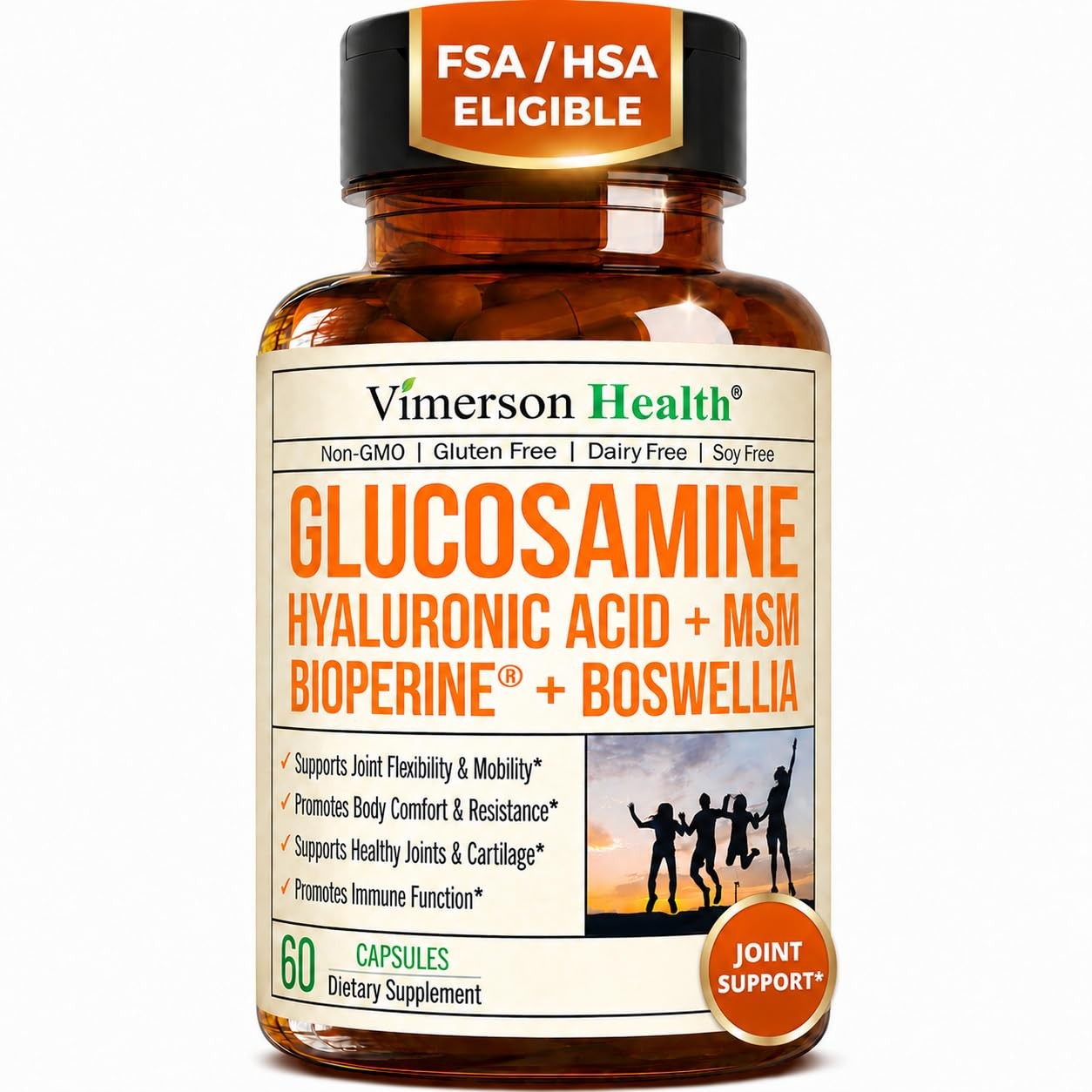 Joint Support Supplement with Glucosamine 60 Count (Pack of 1), Beige