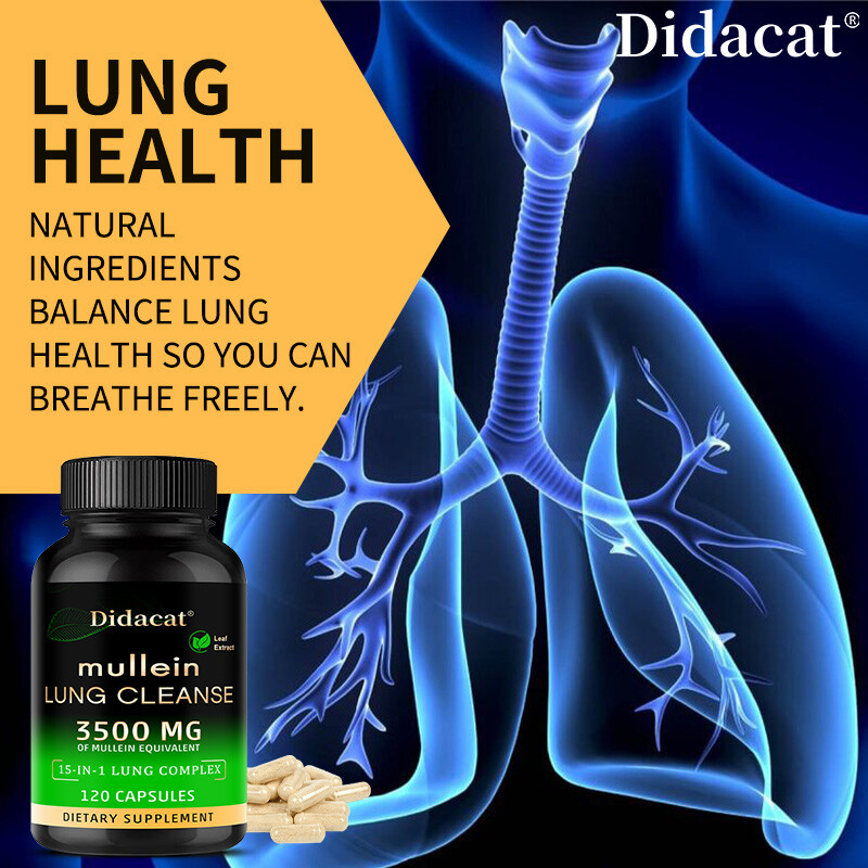 Mullein Leaf Extract 3500 mg Lung Cleanse Respiratory Herbal Capsules – 120caps