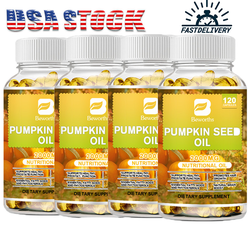 1/2/4 Bottles Pumpkin Seed Oil Capsules 2000mg Nutrional Oil, Brain Boost