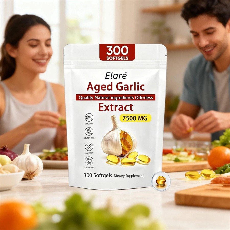 Elare Aged Garlic Extract, 300 Softgels, 7500mg Odorless Heart & Immune USA Hot