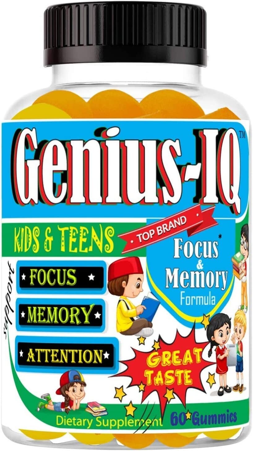 Kids Focus and Attention Supplement, Kids Brain Booster Omega & DHA Gummies 60ct