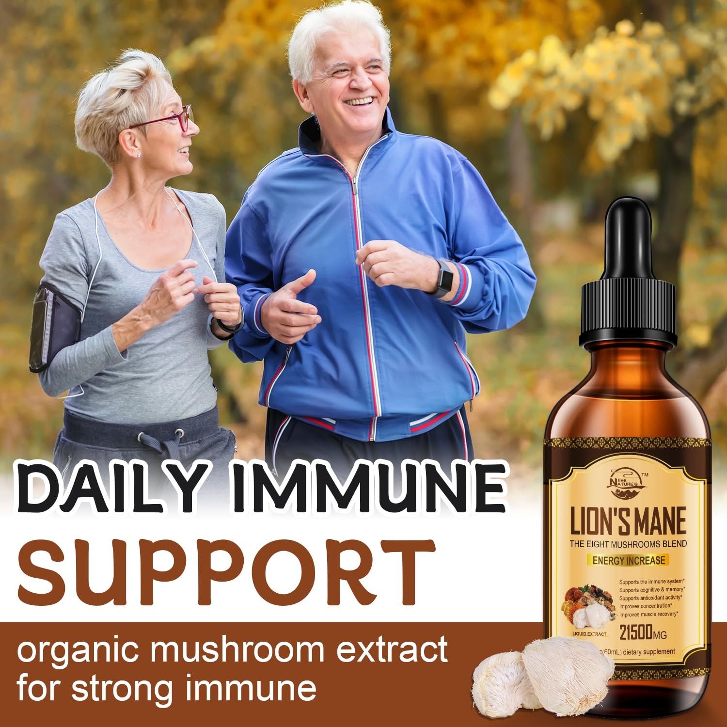 Lions Mane Supplement, Liquid Mushroom Extract Drops, 8 2 Fl Oz (Pack of 1)