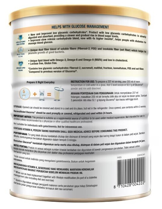 Abbott Glucerna Milk Powder (New) 800g For Diabetic Management Vanilla – 4 Cans