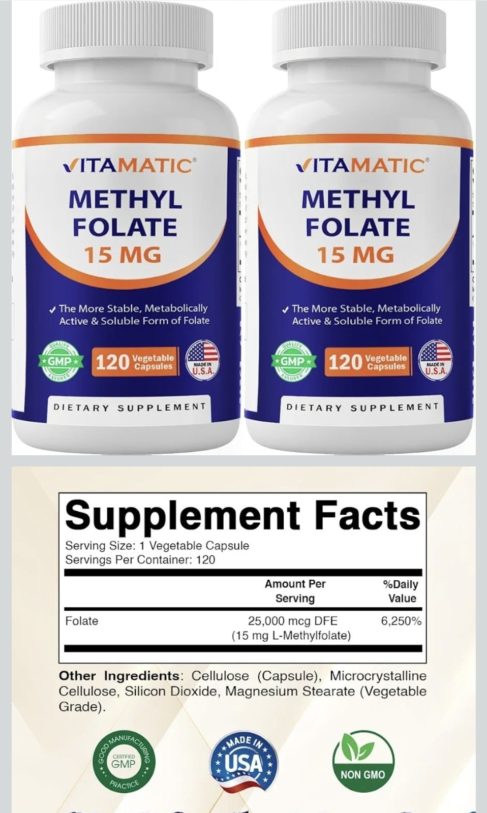 Methyl Folate, 15 mg, 240 Vegetable Capsules