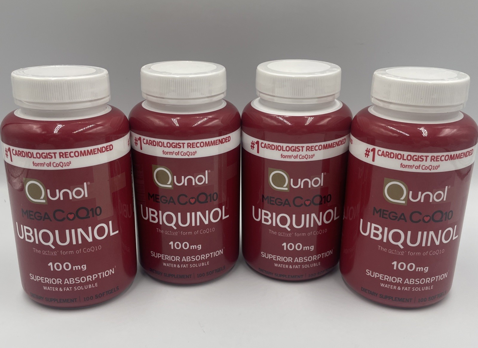 4 pack Qunol MEGA CoQ10 Ubiquinol 100mg 100 softgels +NEW SEALED+ Exp 6/2027