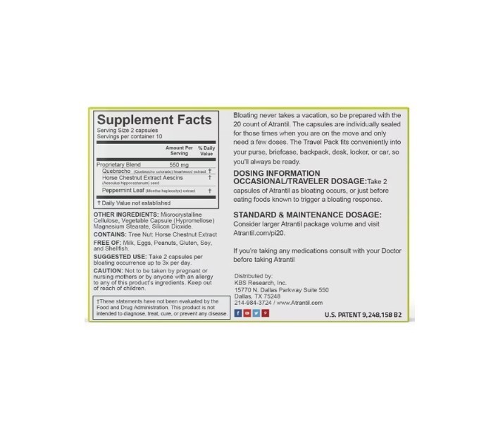 ATRANTíL (20 Count)–Bloating Relief and Everyday Digestive Health–Travel Pak