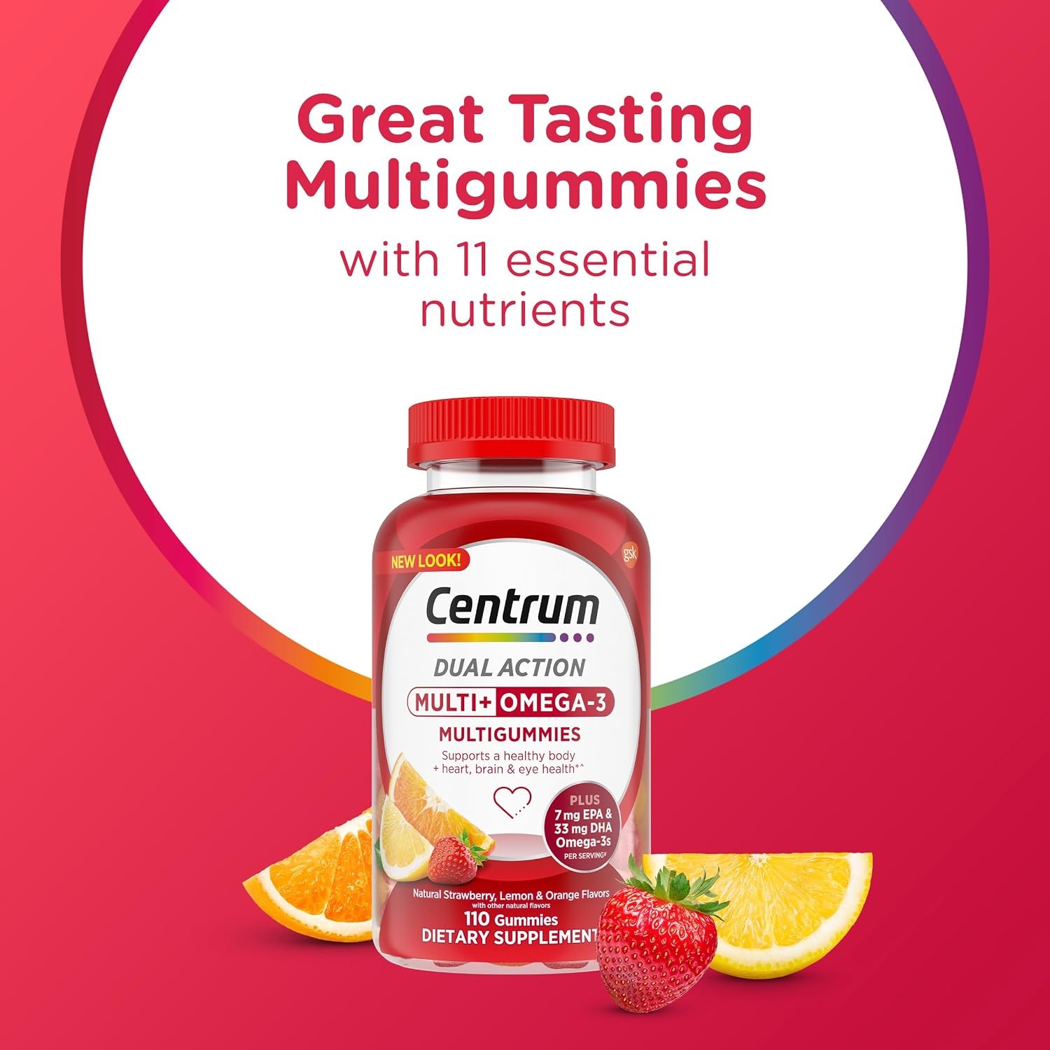 Centrum MultiGummies Adult Multivitamin Omega 3 Gummy Vitamins Supplements