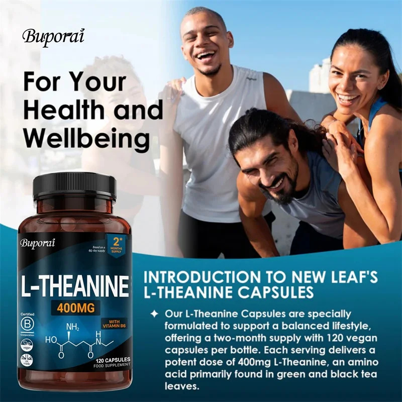 L-Theanine 400mg 120pcs,Reduces Fatigue, Improve Sleep,Promote Energy Production