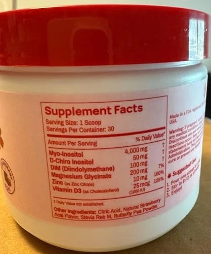 3PCS Peach Perfect Inositol Powder Multivitamin Strawberry Acai Flavor 30 SVG