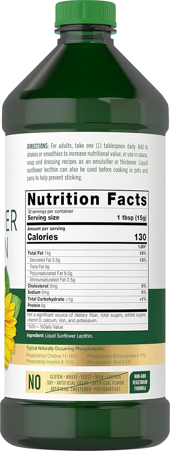 Sunflower Lecithin Liquid | 16 oz | 2 Pack | , Vegetarian, Non-GMO, Soy Free,…