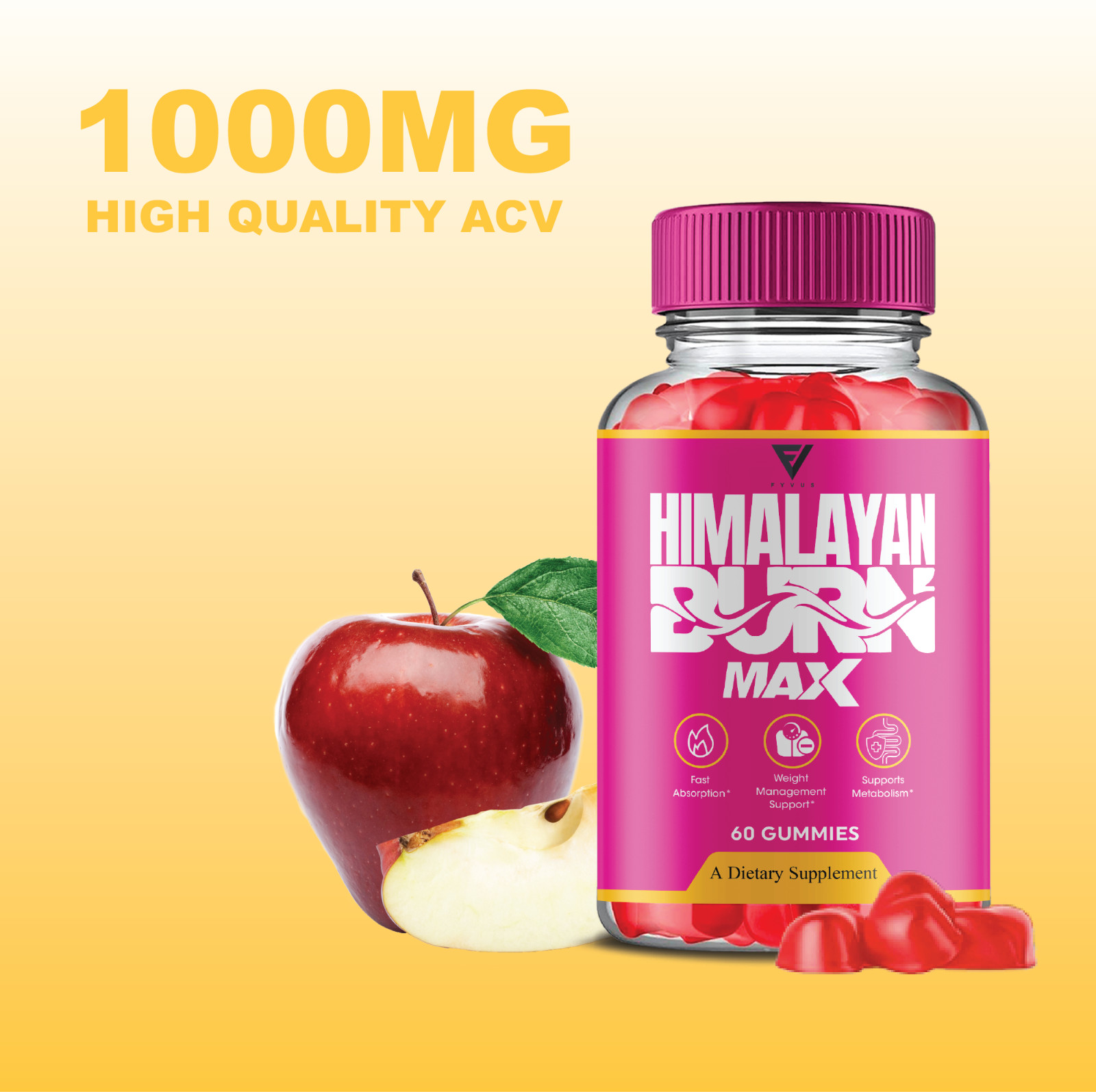 (3 Pack) Himalayan Burn Max Gummies, HimalayanBurn Advanced Gummy (180 Gummies)