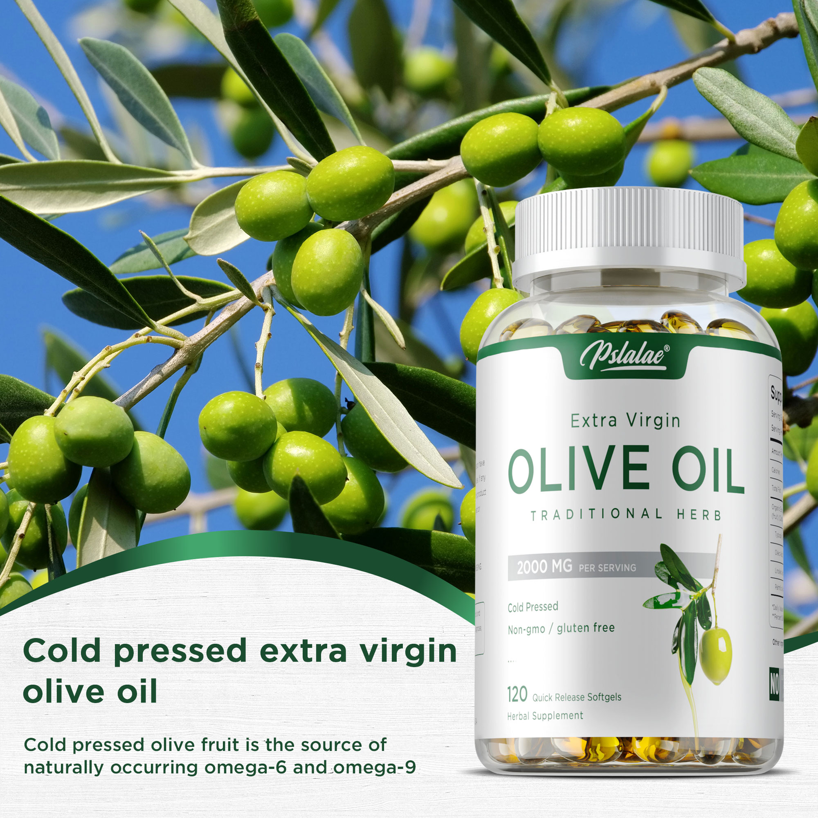 Olive Oil Softgels 2000mg – Cold Pressed, Extra Virgin, Cardiovascular Health