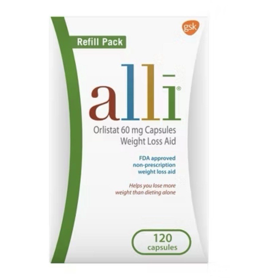 alli Orlistat 60mg Weight Loss Supplement Pills Refill Pack – 120ct exp 02/2028
