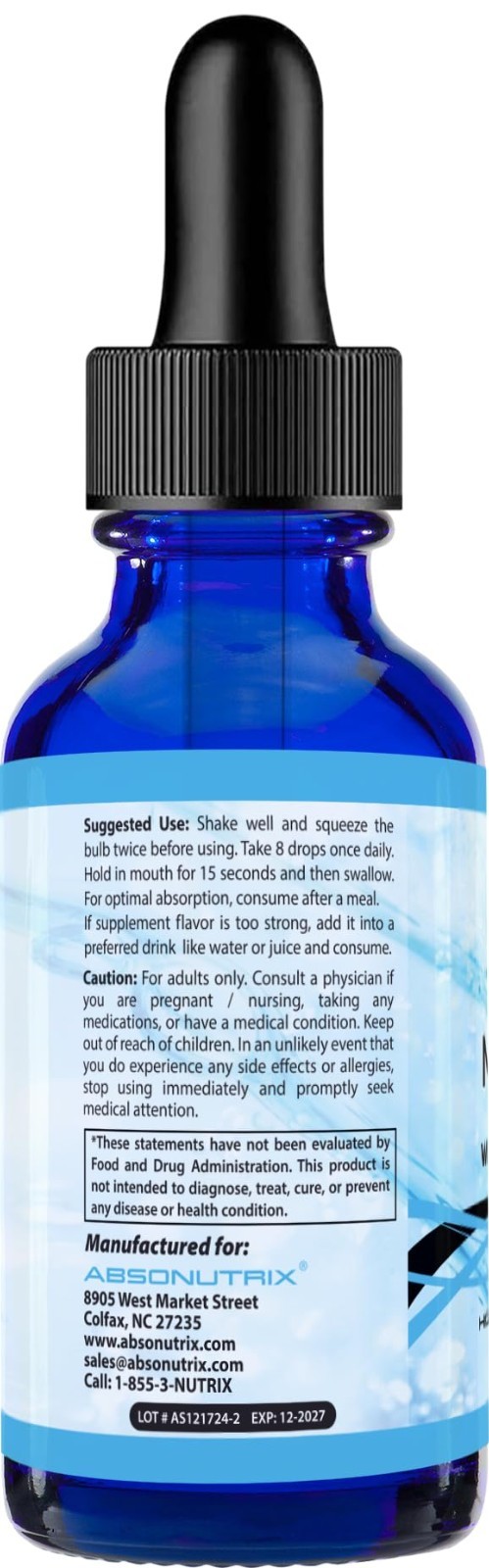 Liquid Dmae with Lion’s Mane Mushroom, 390mg, Plant-Based, Gluten-Free, 302 Serv