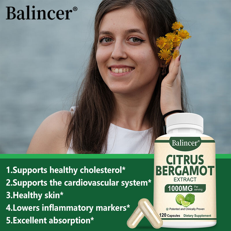 Citrus Bergamot 1000 mg Extract, Organic Cholesterol Supplements – 120 Capsules