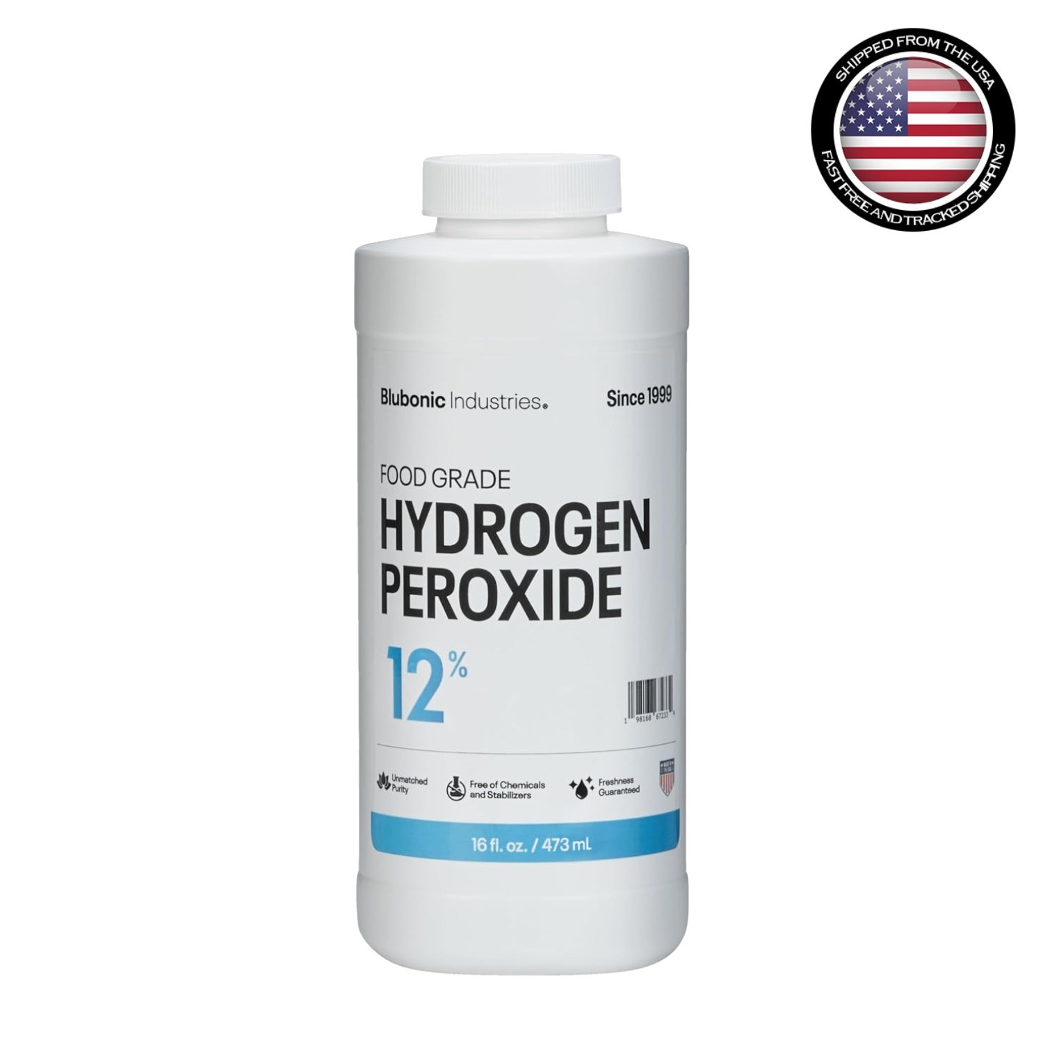 Eco-Friendly 12% Food Grade Hydrogen Peroxide – 16 fl oz, Made Fresh in the USA