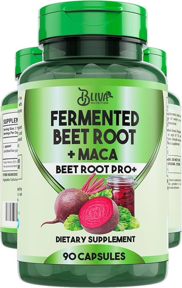 BLIVA Fermented Beet Root 1000mg + 200mg MACA Extract, 90 Capsules Exp:04/28