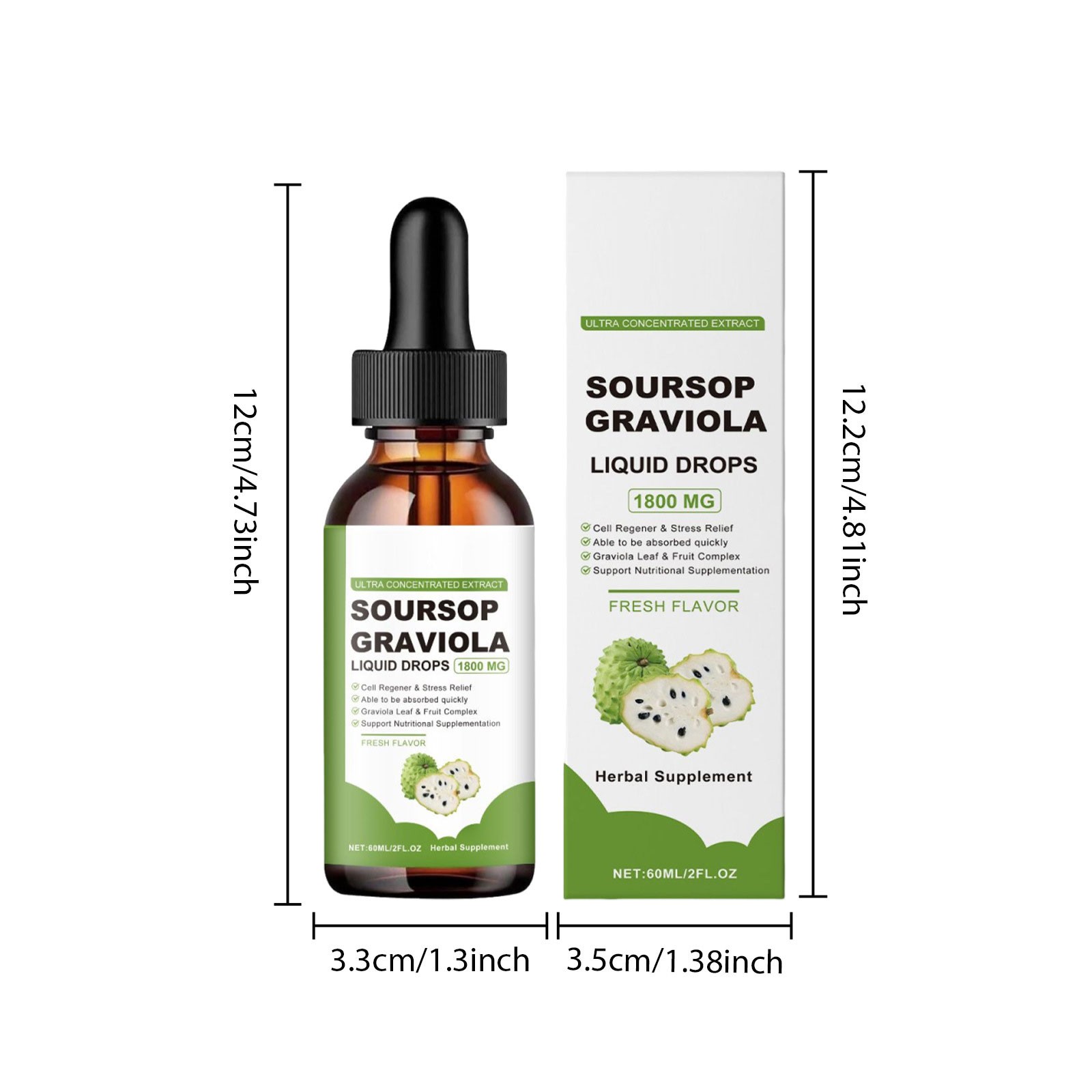 60ML Soursop Graviola Extract 1800MG Guanabana Annona Antioxidant Liquid Drop