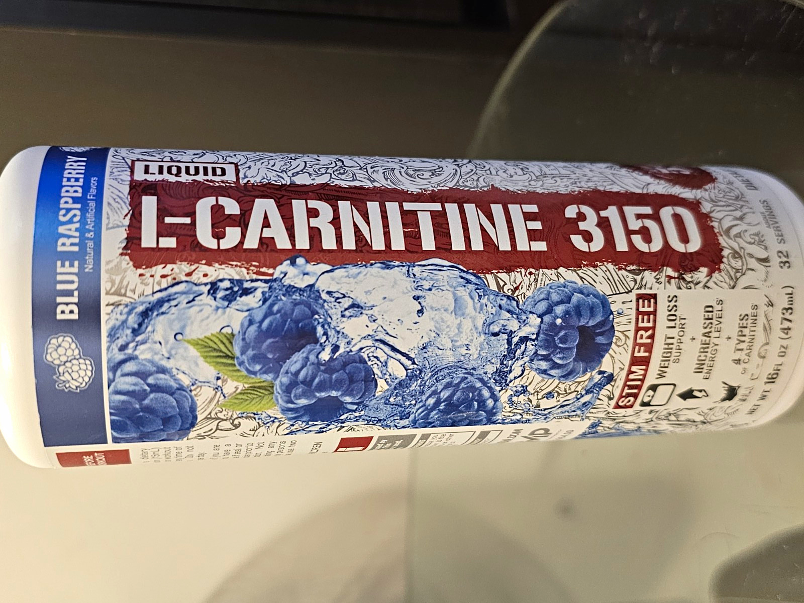 5% Nutrition L-Carnitine 3150mg Liquid Blue Raspberry 31 Servings 10/28 Exp