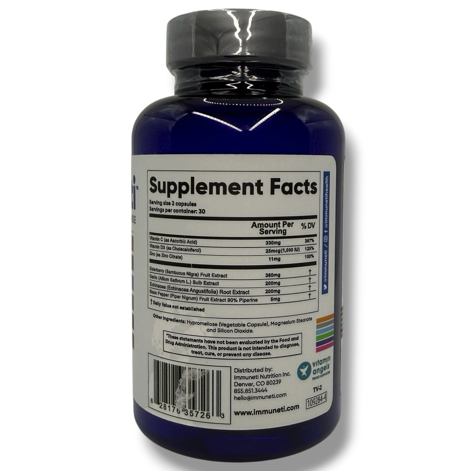 Immuneti Immune Support Vitamin C D3 Zinc Elderberry 60Ct EXP 12/26
