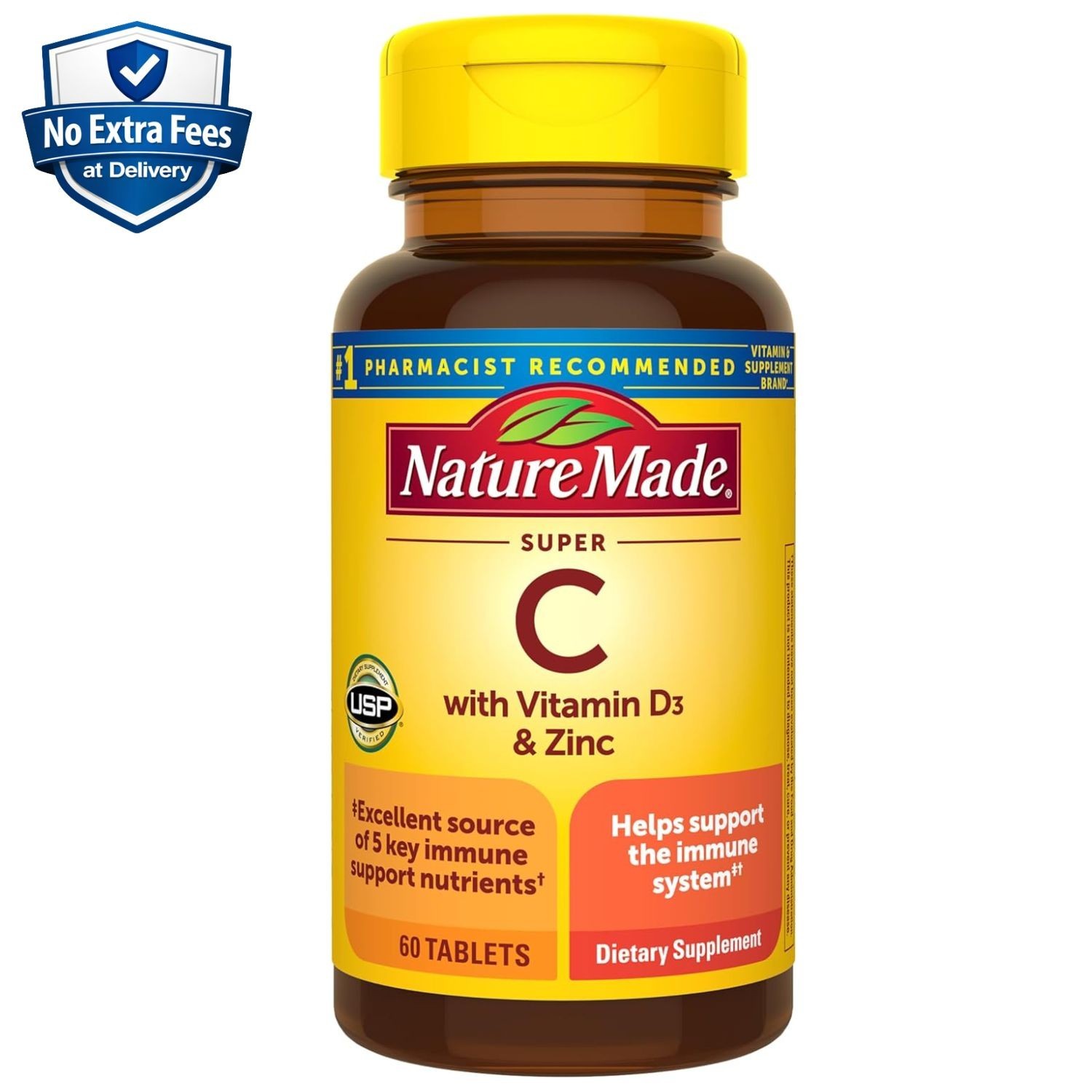 Ácido Ascórbico Vitamina C 900mg + A, E, D3 1000 UI y Óxido de Zinc, 60 Tabletas