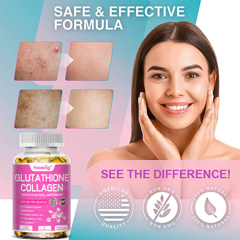Glutathione + Collagen: Brightens skin tone and promotes healthy hair and nails.
