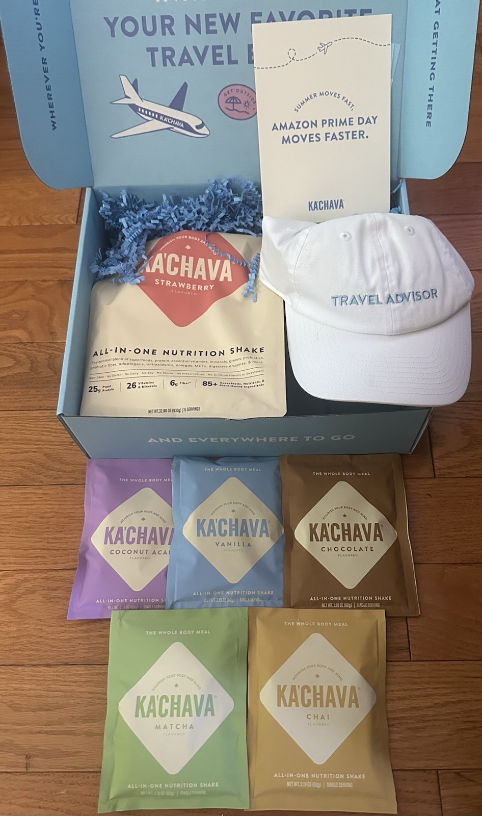 Ka’Chava All-In-One Nutrition Shakes travel box packed with a complete variety