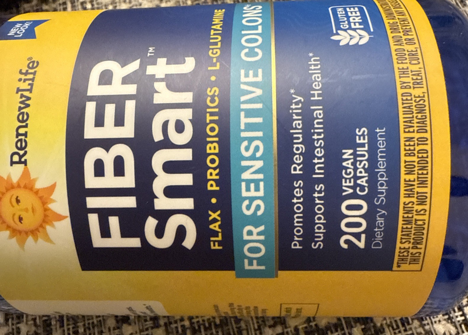 Renew Life,Fiber Smart�,FLAX – PROBIOTIC+L-GLUTAMINE 200 Vegan Capsules Exp 4/28