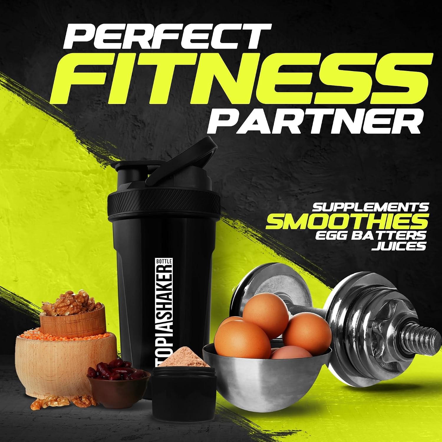 Utopia Home 24 Ounce Plastic Shaker Bottle, Twist Lock, Protein Storage, 2 Pack
