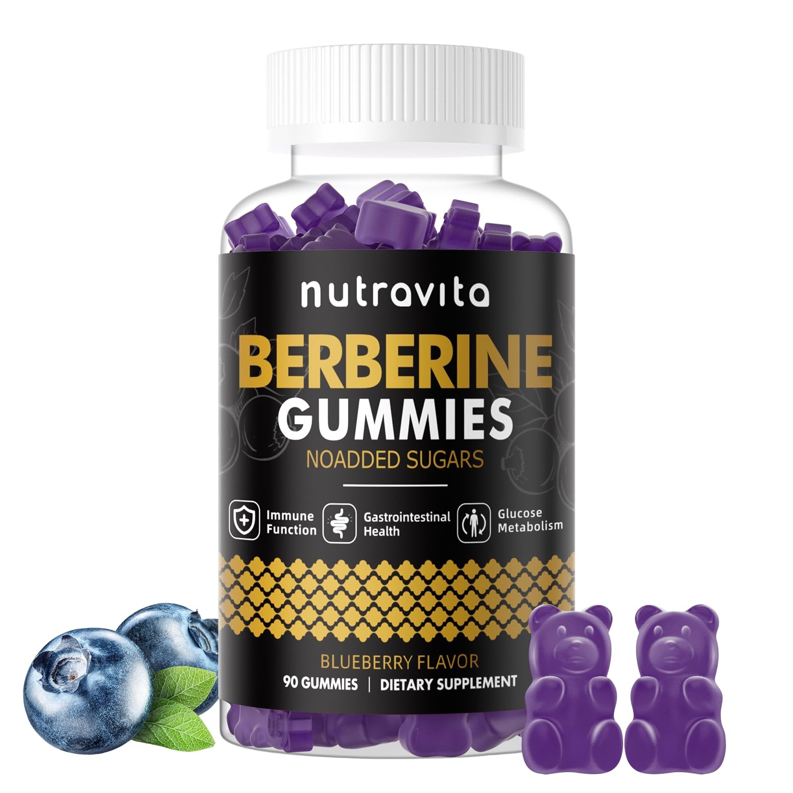 Berberine Gummies with Ceylon Cinnamon 1500mg High Potency Berberine HCL Supp…