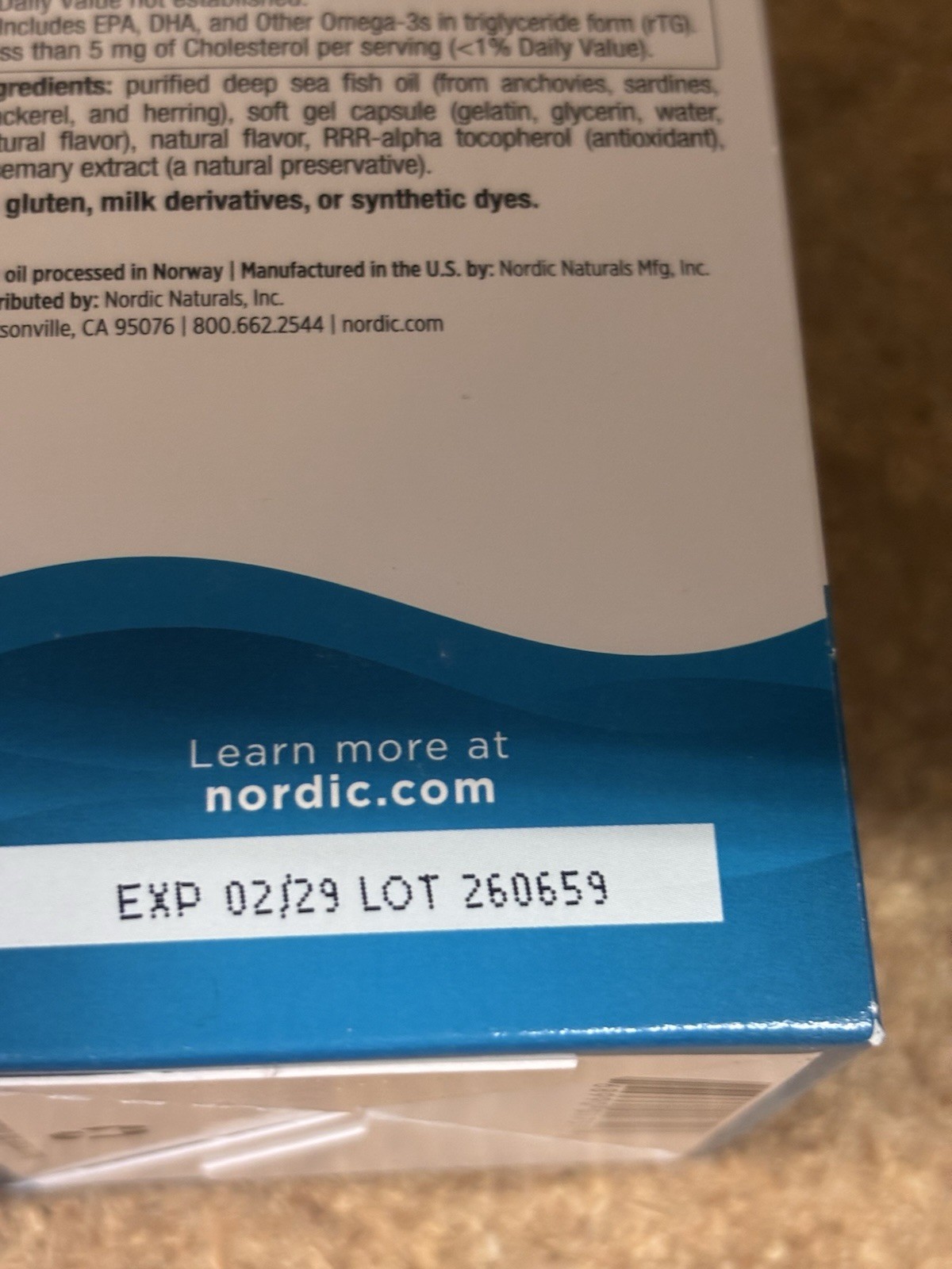 LOT OF 2 Fish Oil Nordic Naturals EPA Xtra Capsules, Lemon Flavor 60 Per Bottle