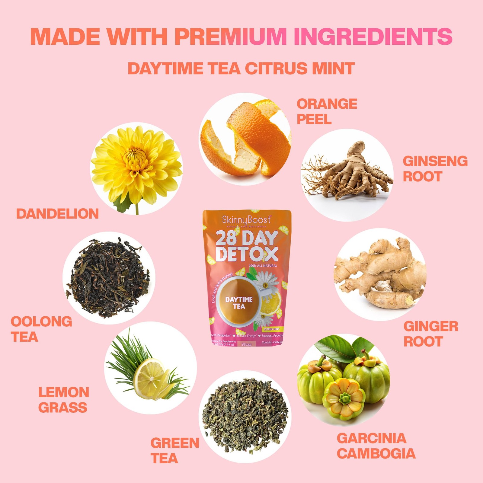 28 Day Detox Daytime Tea – CITRUS MINT 28 Tea Bags Supports Metabolism Boost,…