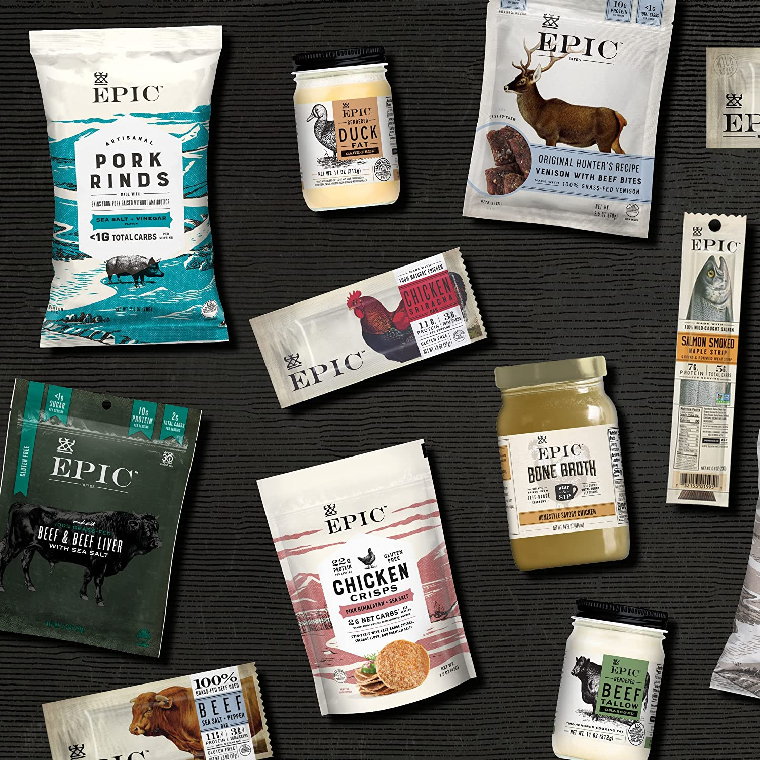 EPIC Venison Sea Salt & Pepper Bars, Keto Friendly, Gluten Free, 12 Ct