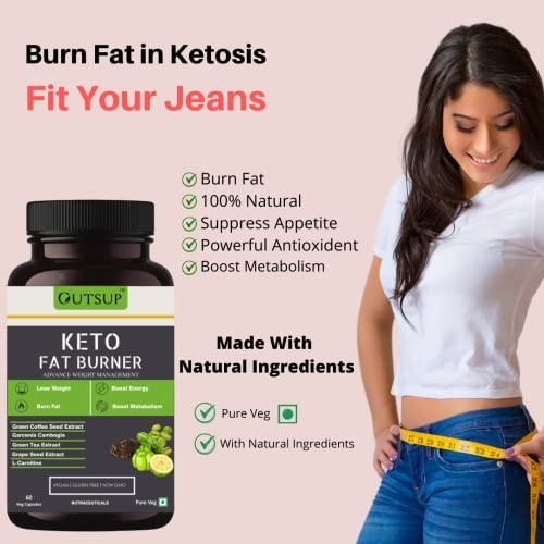 Outsup Keto Fat Burner 60 Veg Capsules L-Carnitine Garcinia Weight Mgmt FreeShip