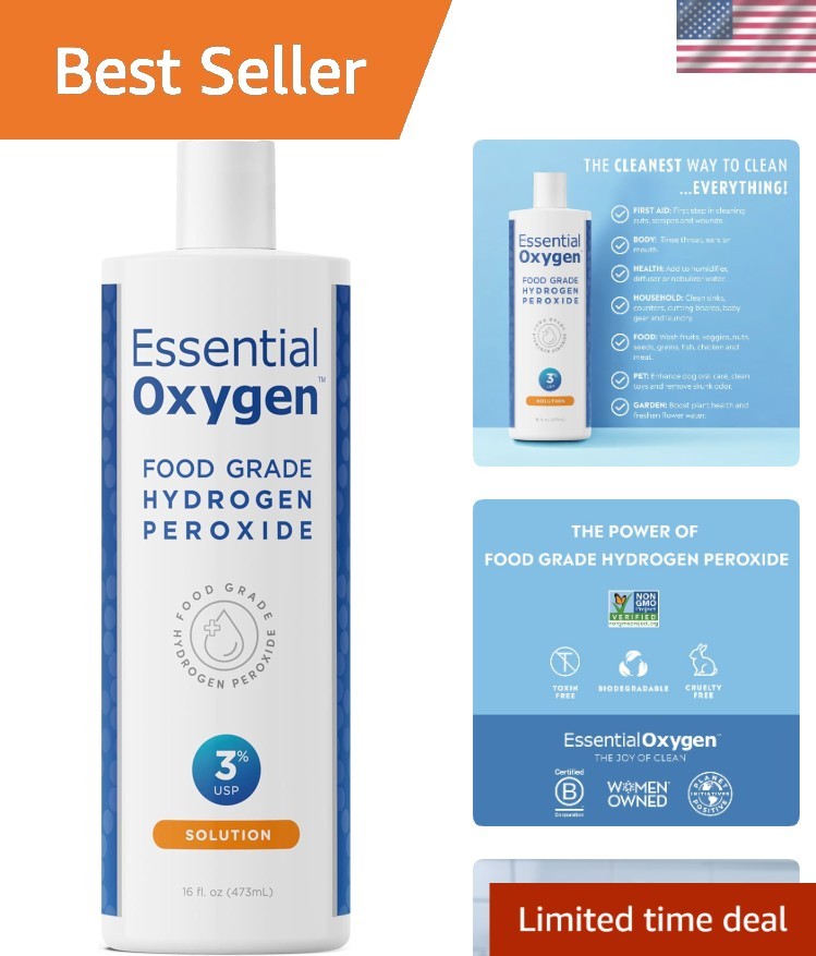 Natural 3% Hydrogen Peroxide Cleaner – Versatile 16oz Bottle for Healthy Living